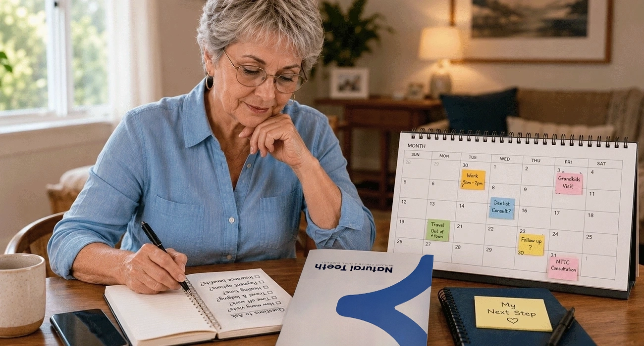 Patient planning Full Mouth Dental Implants around work and family responsibilities.